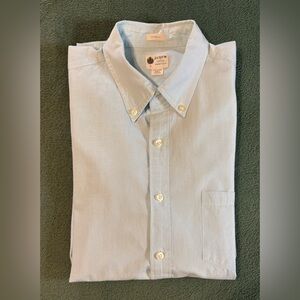 J. Crew Men's Casual Light Blueish-greenish Pin Striped Shirt, Size: L. (5462)